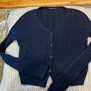Brandy Melville, navy blue V-neck cardigan sweater